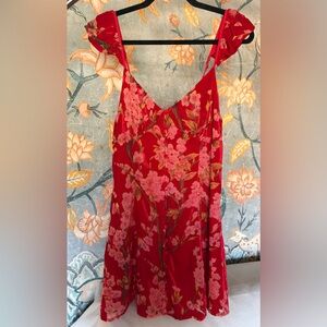 New Velvet Nasty Gal Red Floral Mini Dress
